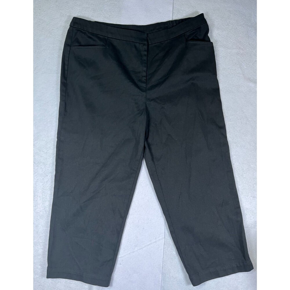 Eileen Fisher Black Cropped Pants Women's L Pull On Stretch Casual USA
